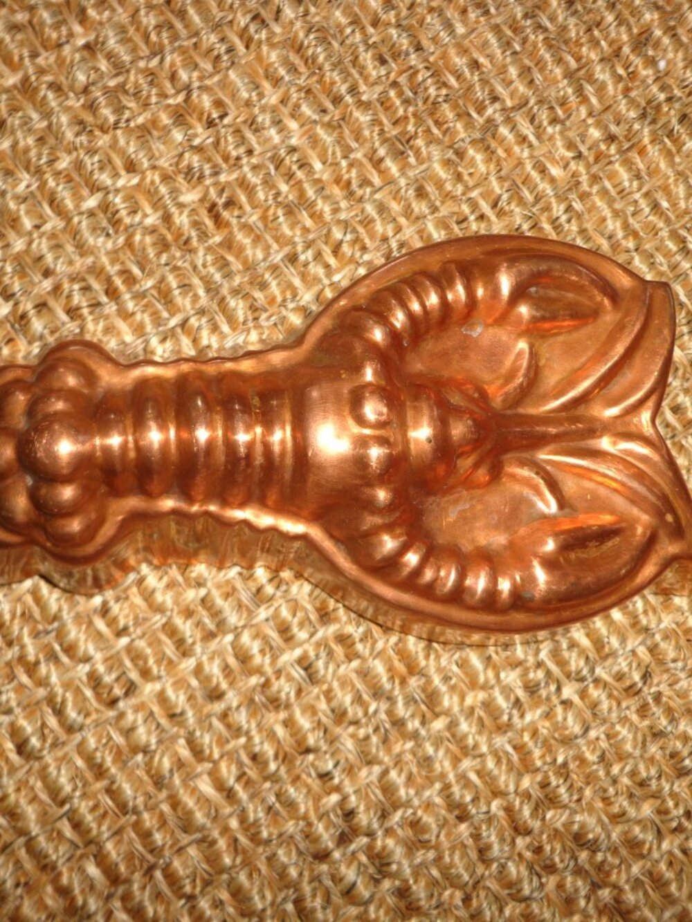 Antique Vintage Small Metal Copper Lobster Mold Hook 6.5" L.